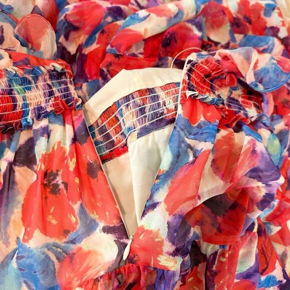 PATBO Violet Floral Flutter Halter Style Maxi Dress Size US 8 Cherry - Picture 9 of 15